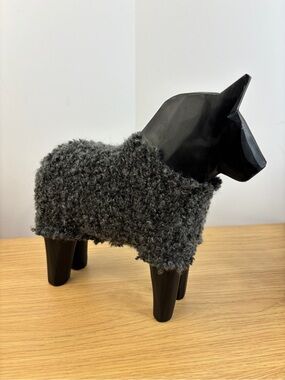 Vintage IKEA STOLLE Dala Horse Wood Figurine Faux Wool